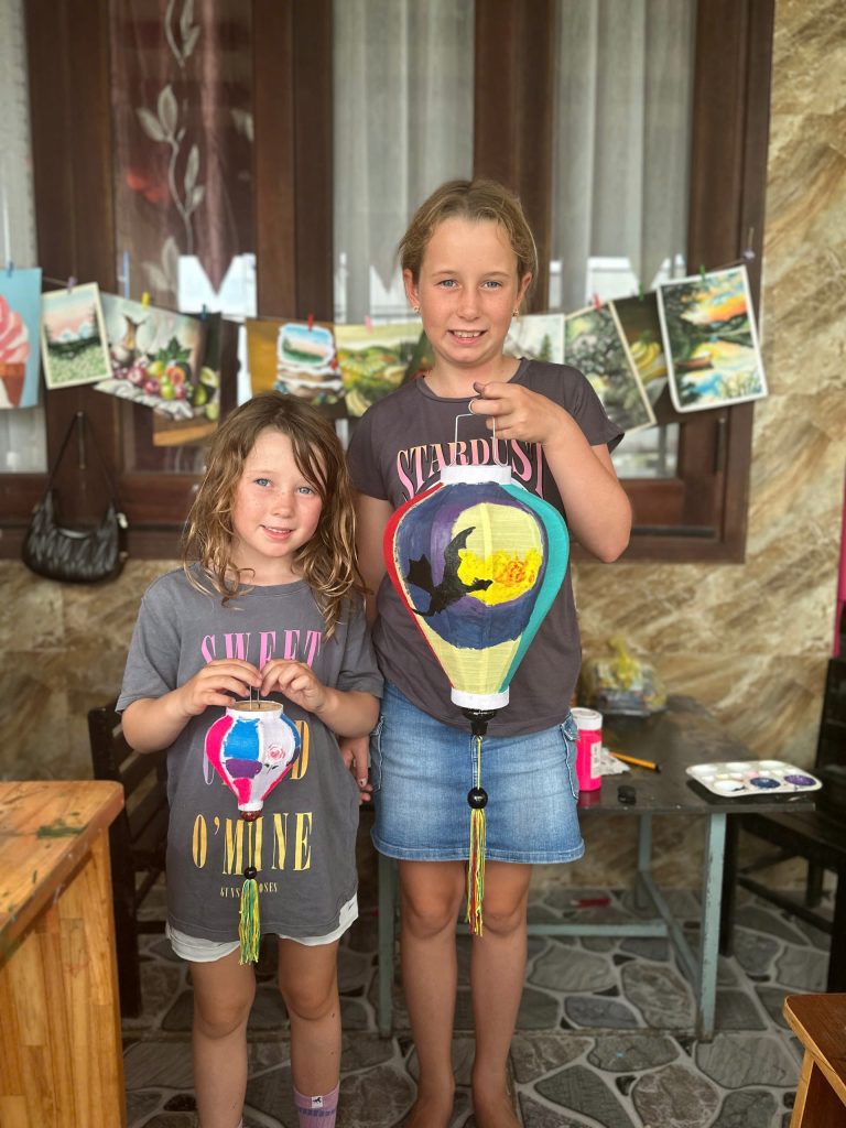 lantern painting area for kids